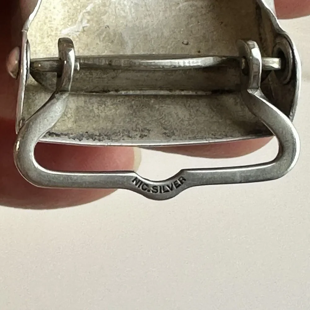 Antique 1920’s Art Deco Sterling Silver Belt Buckle Monogrammed Slide Friction